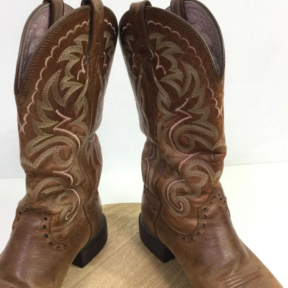 Ariat Womens Heritage Boots Leather Western Stitch Mid Calf Brown Size 7B - Picture 9 of 14